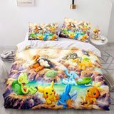 Cartoon Pikachu Pattern Bedding Sets Quilt Cover Without Filler