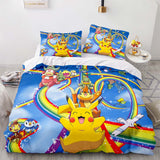 Cartoon Pikachu Pattern Bedding Sets Quilt Cover Without Filler