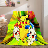 Cartoon Pikachu Pattern Blanket Flannel Throw Room Decoration