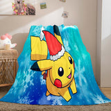 Cartoon Pikachu Pattern Blanket Flannel Throw Room Decoration