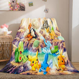 Cartoon Pikachu Pattern Blanket Flannel Throw Room Decoration