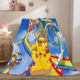 Cartoon Pikachu Pattern Blanket Flannel Throw Room Decoration