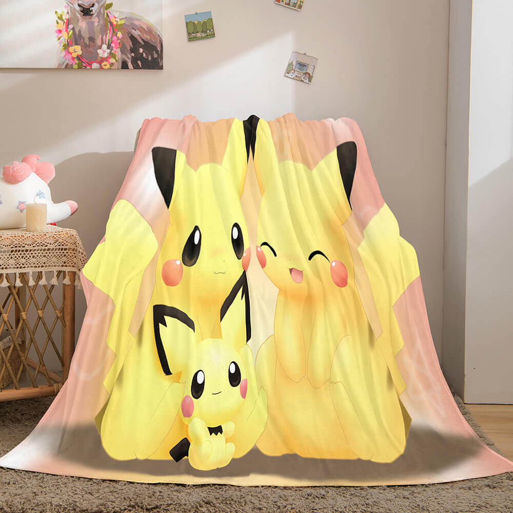 Pokemon Pikachu Blanket Flannel Fleece Blanket Throw Cosplay Blanket - EBuycos