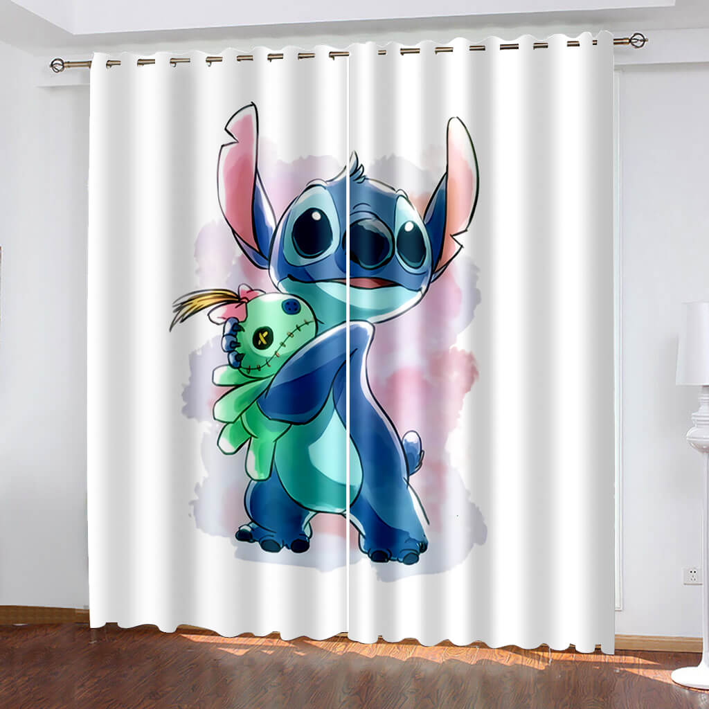 Cartoon Stitch Curtains Blackout Window Treatments Drapes for Room Decor