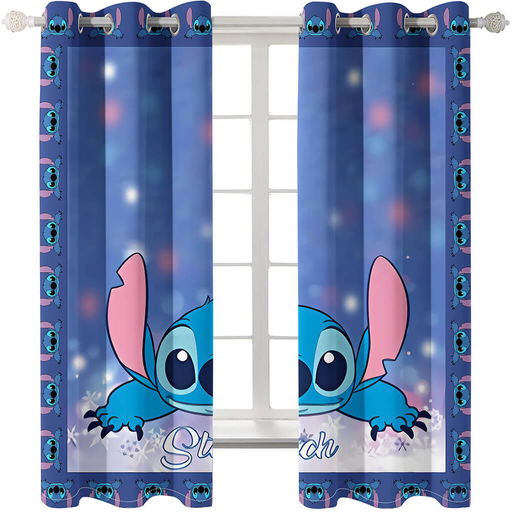 Cartoon Stitch Curtains Blackout Window Treatments Drapes for Room Decor