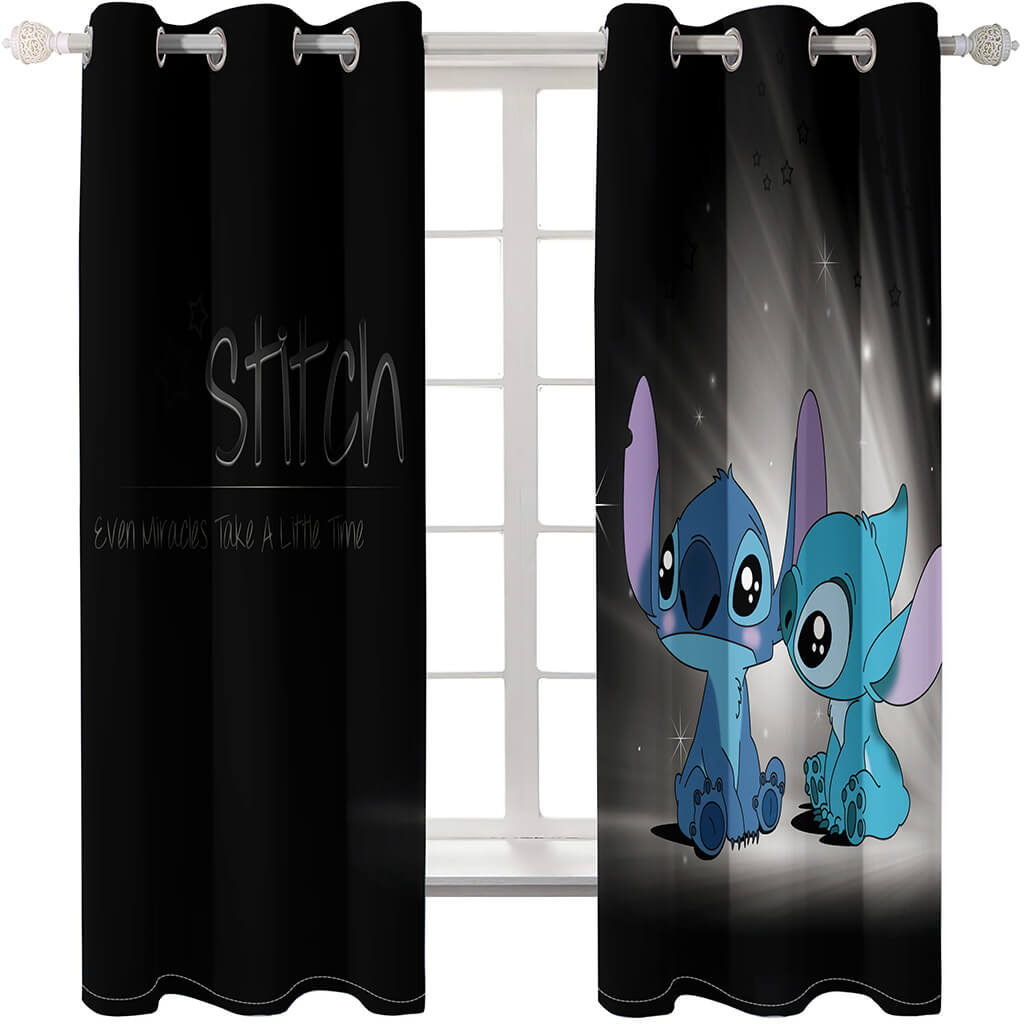 Cartoon Stitch Curtains Blackout Window Treatments Drapes for Room Decor