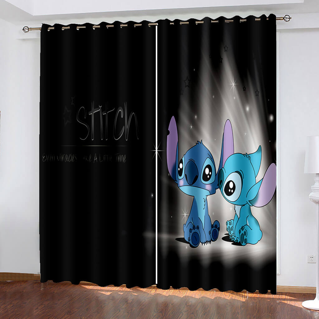 Cartoon Stitch Curtains Blackout Window Treatments Drapes for Room Decor