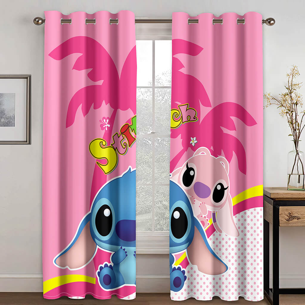 Cartoon Stitch Curtains Blackout Window Treatments Drapes for Room Decor