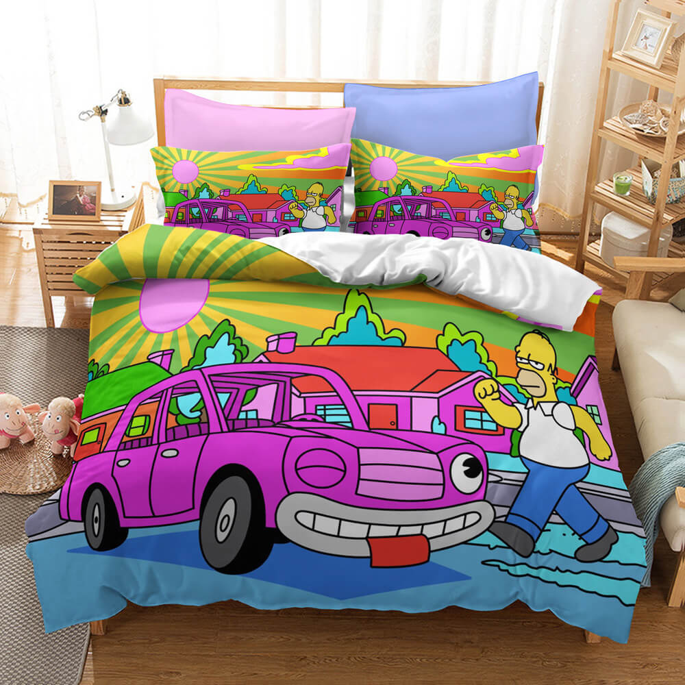 Cartoon The Simpsons Cosplay Bedding Set Duvet Covers Bed Sheets Sets - EBuycos