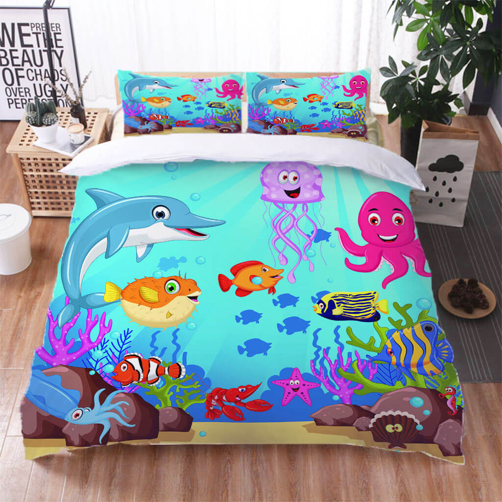 Cartoon Undersea World Bedding Set Quilt Cover Without Filler