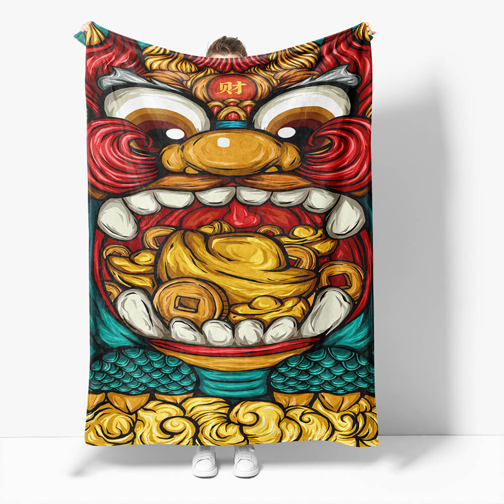 Chinese National Tide Elements Flannel Fleece Throw Blanket Comforter - EBuycos