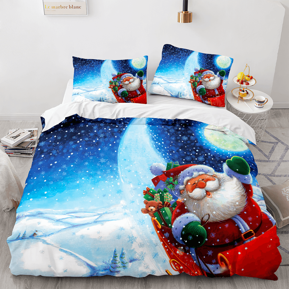 Christmas Script Bedding Sets Full Duvet Covers Comforter Bed Sheets - EBuycos