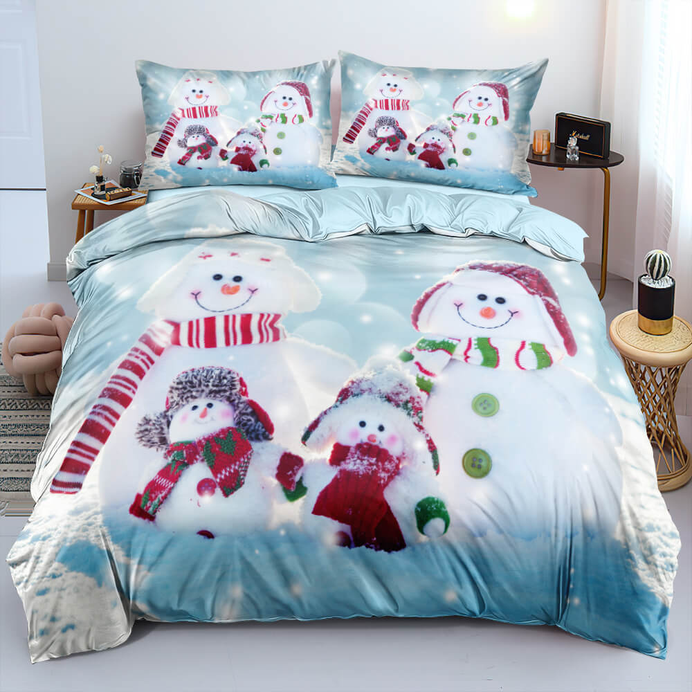 Christmas Snowman Pattern Bedding Sets Quilt Cover Without Filler