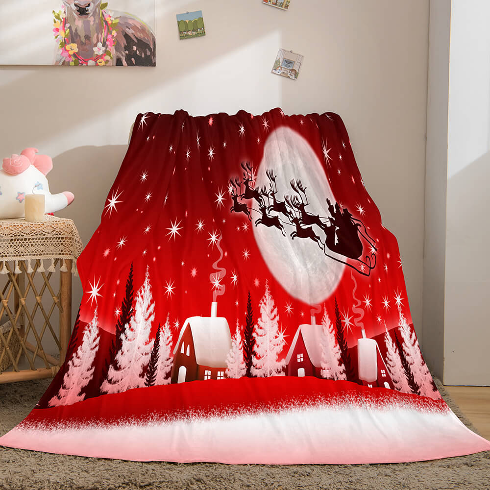 Christmas Theme Flannel Fleece Throw Cosplay Blanket Comforter Set - EBuycos