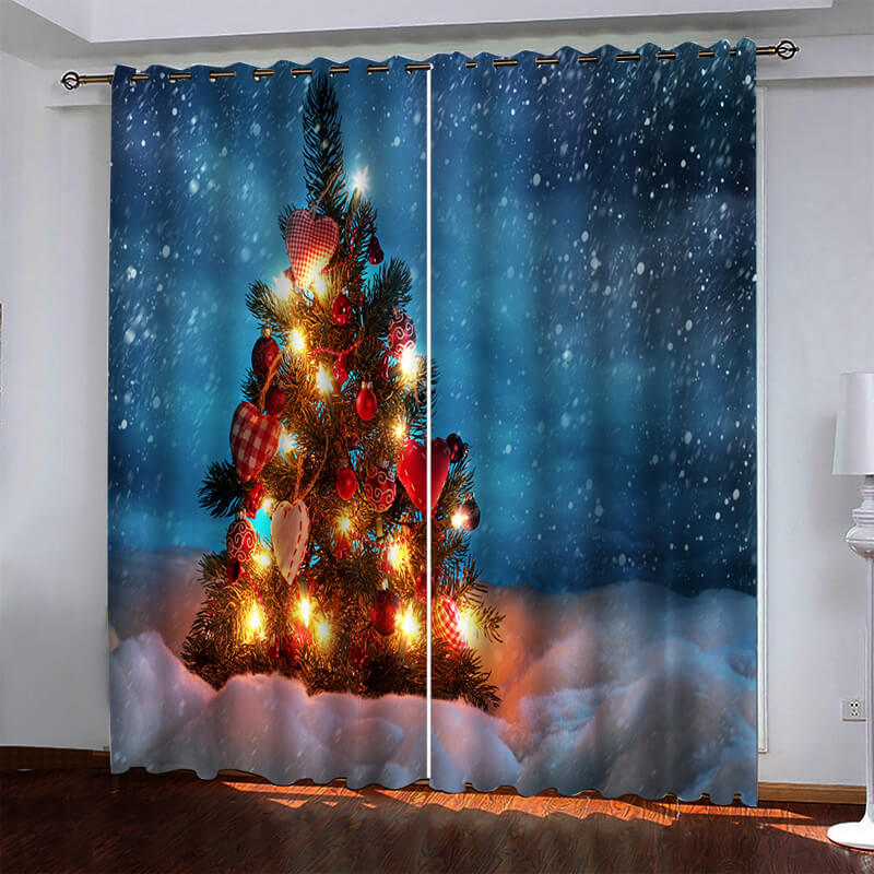 Christmas Tree Pattern Curtains Blackout Window Drapes