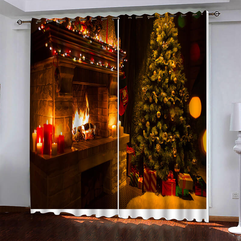Christmas Tree Pattern Curtains Blackout Window Drapes