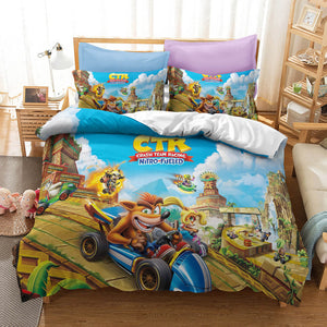 Crash Bandicoot Cosplay Bedding Set Quilt Duvet Cover Bed Sheets Sets - EBuycos
