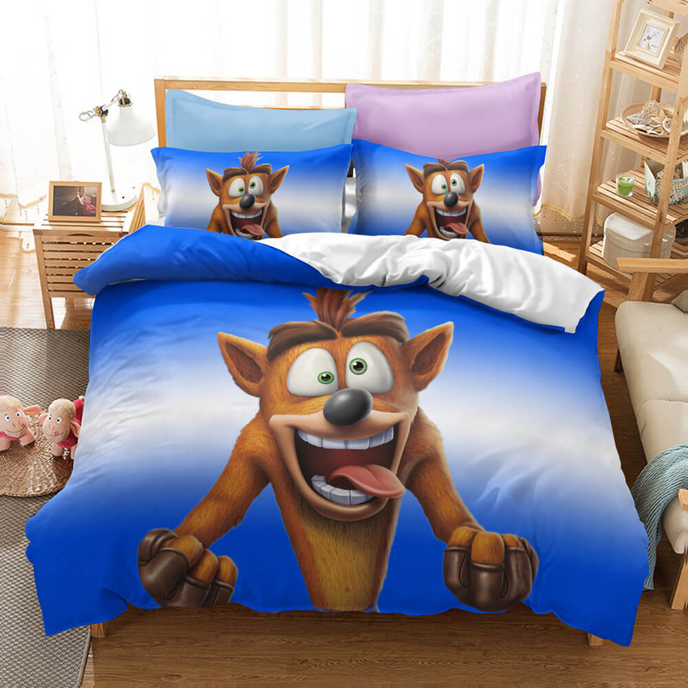 Crash Bandicoot Cosplay Bedding Set Quilt Duvet Cover Bed Sheets Sets - EBuycos