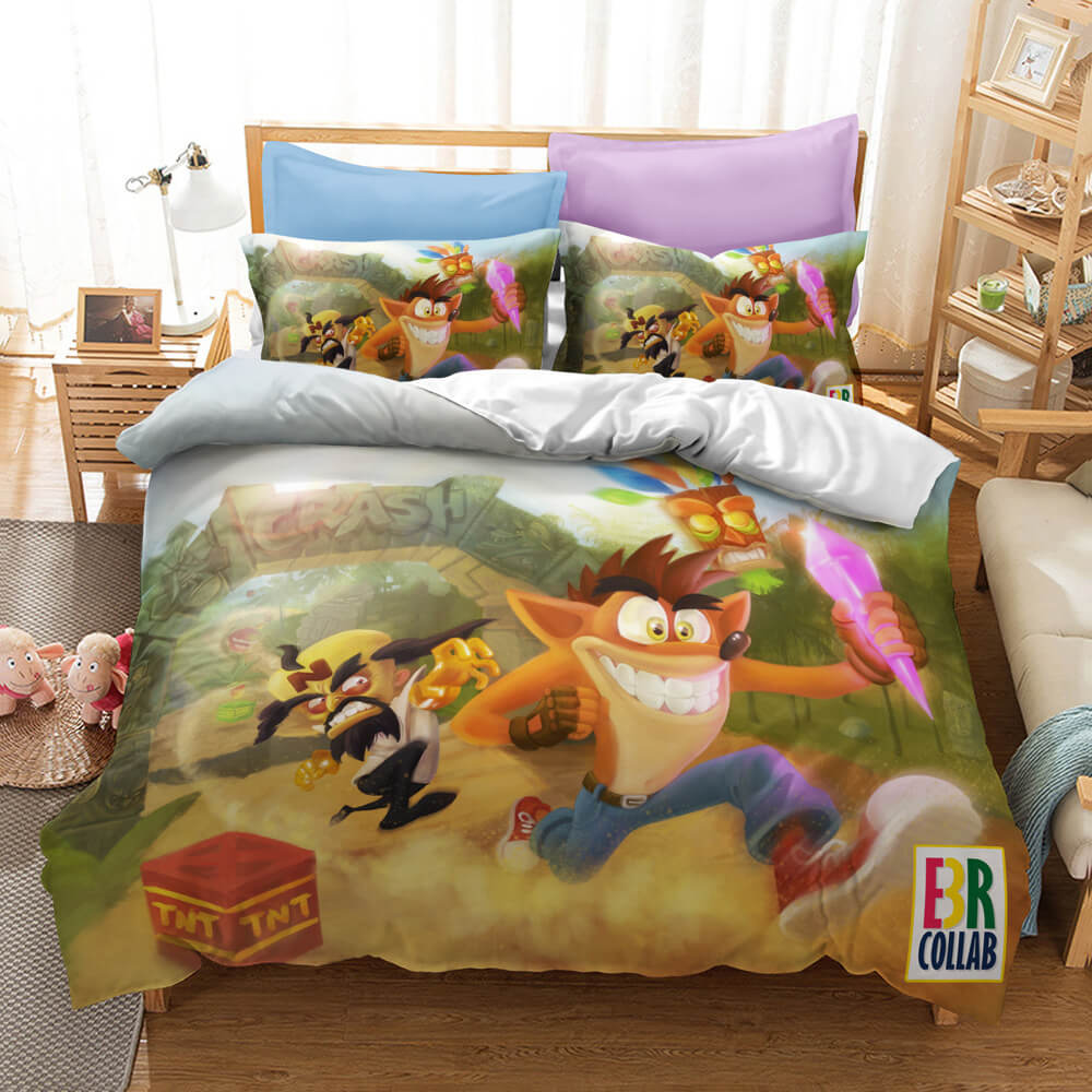Crash Bandicoot Kids Bedding Set Quilt Duvet Covers Bed Sheets Sets - EBuycos