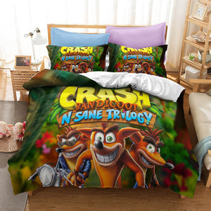 Crash Bandicoot Kids Bedding Set Quilt Duvet Covers Bed Sheets Sets - EBuycos