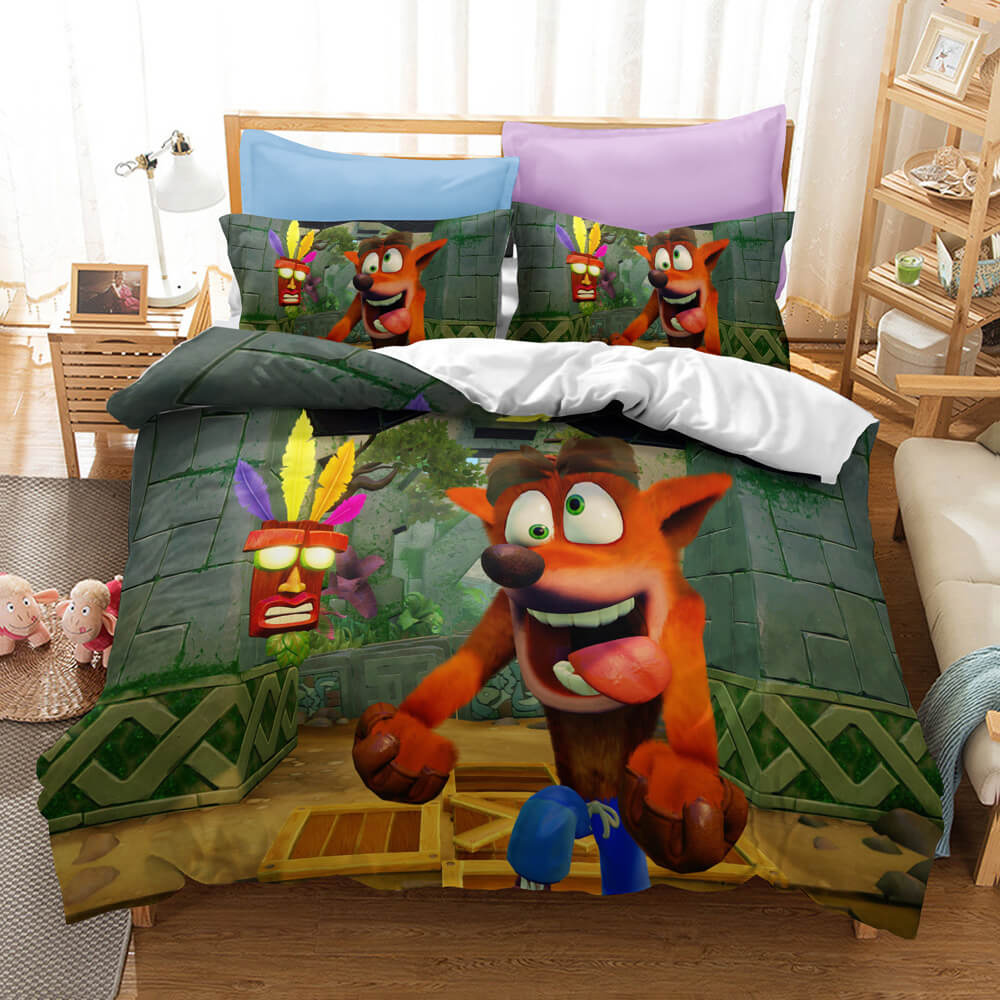 Crash Bandicoot Kids Bedding Set Quilt Duvet Covers Bed Sheets Sets - EBuycos