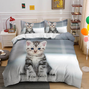 Cute Animal Pet Cats Bedding Set Duvet Covers Comforter Bed Sheets - EBuycos