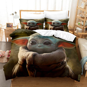 Cute Baby Yoda Cosplay Bedding Set Quilt Duvet Cover Bed Sheets Sets - EBuycos