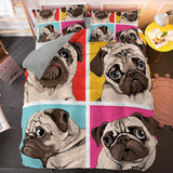 Cute Dog Cartoon Pug Bedding Set Duvet Covers Comforter Bed Sheets - EBuycos