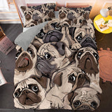Cute Dog Cartoon Pug Bedding Set Duvet Covers Comforter Bed Sheets - EBuycos