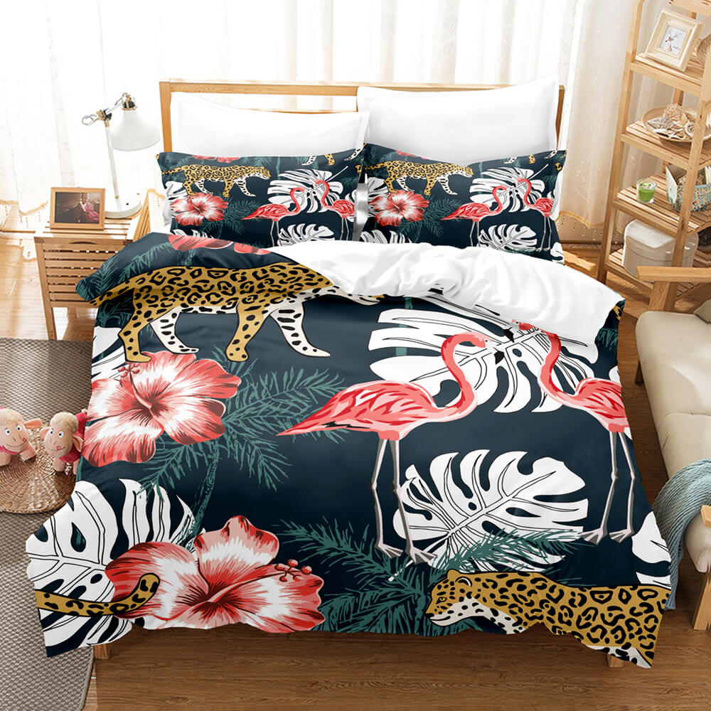 Cute Flamingo Bedding Set 3 Piece Duvet Covers Comforter Bed Sheets - EBuycos
