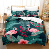 Cute Flamingo Bedding Set 3 Piece Duvet Covers Comforter Bed Sheets - EBuycos