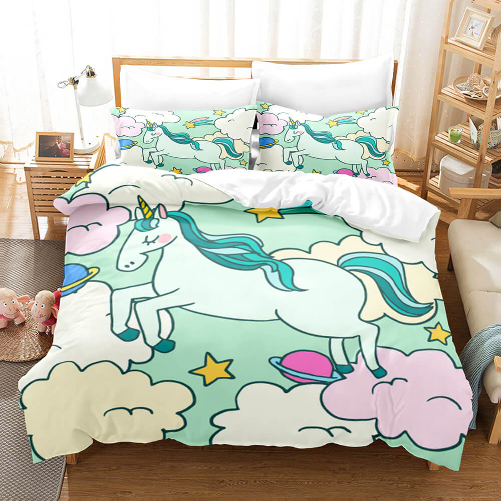 Cute Kids Girls Unicorn Bedding Set Duvet Covers Comforter Bed Sheets - EBuycos