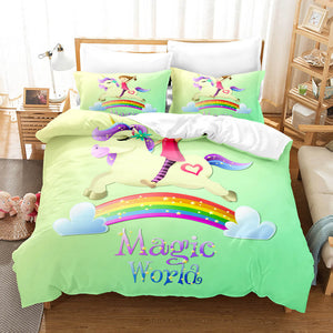 Cute Kids Girls Unicorn Bedding Set Duvet Covers Comforter Bed Sheets - EBuycos