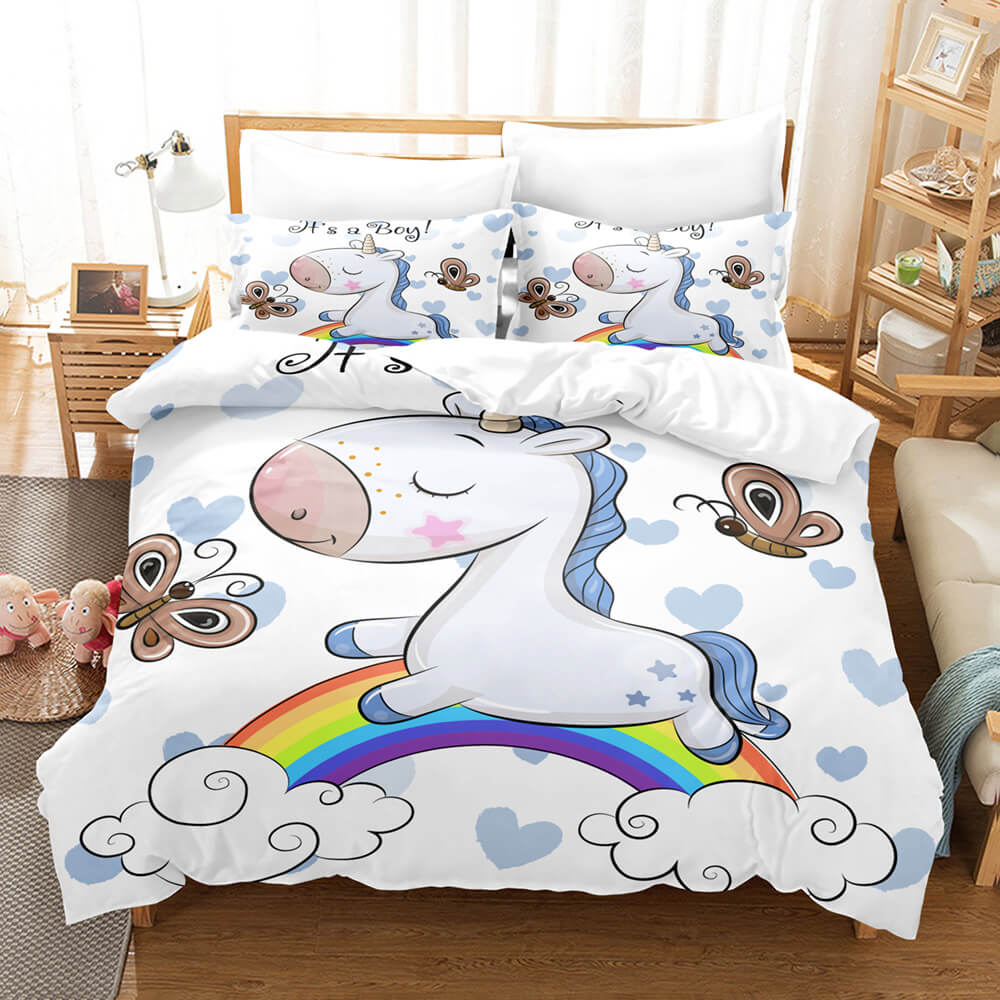 Cute Kids Girls Unicorn Bedding Set Duvet Covers Comforter Bed Sheets - EBuycos