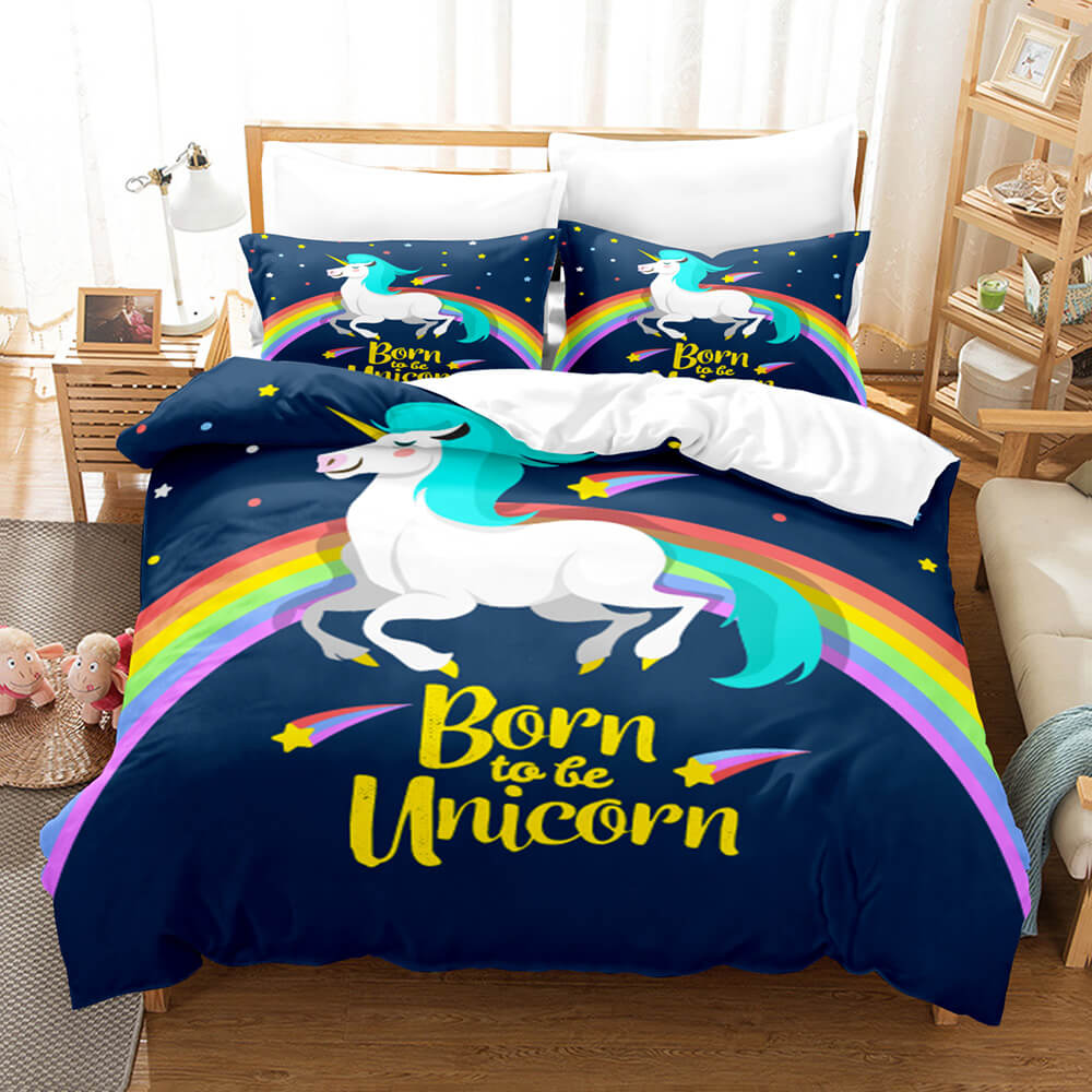 Cute Kids Girls Unicorn Bedding Set Duvet Covers Comforter Bed Sheets - EBuycos