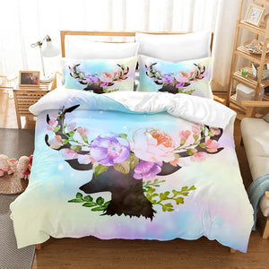 Cute Pere David's deer Elk Bedding Set Duvet Covers Bed Sheets Sets - EBuycos