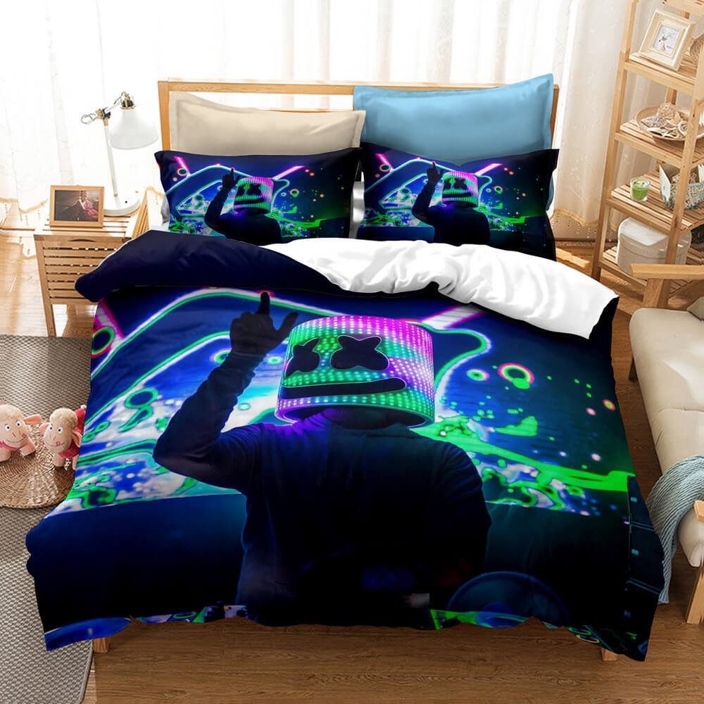 DJ Marshmello Cosplay Bedding Set Duvet Covers Comforter Bed Sheets - EBuycos