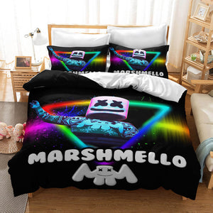 DJ Marshmello Cosplay Bedding Set Duvet Covers Comforter Bed Sheets - EBuycos