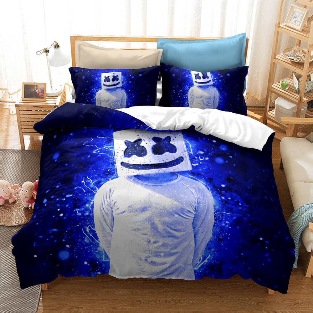 DJ Marshmello Cosplay Bedding Set Duvet Covers Comforter Bed Sheets - EBuycos