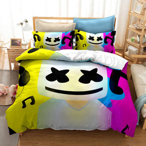 DJ Marshmello Cosplay Bedding Set Duvet Covers Comforter Bed Sheets - EBuycos