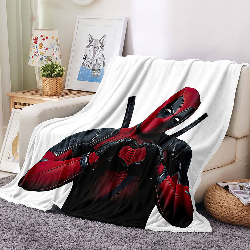 Deadpool Pattern Blanket Flannel Throw Room Decoration