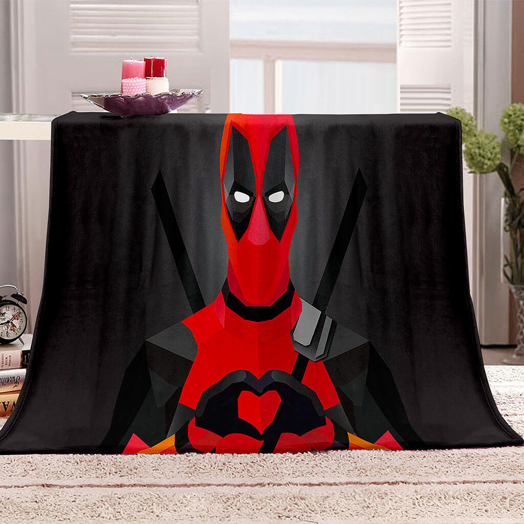 Deadpool Pattern Blanket Flannel Throw Room Decoration