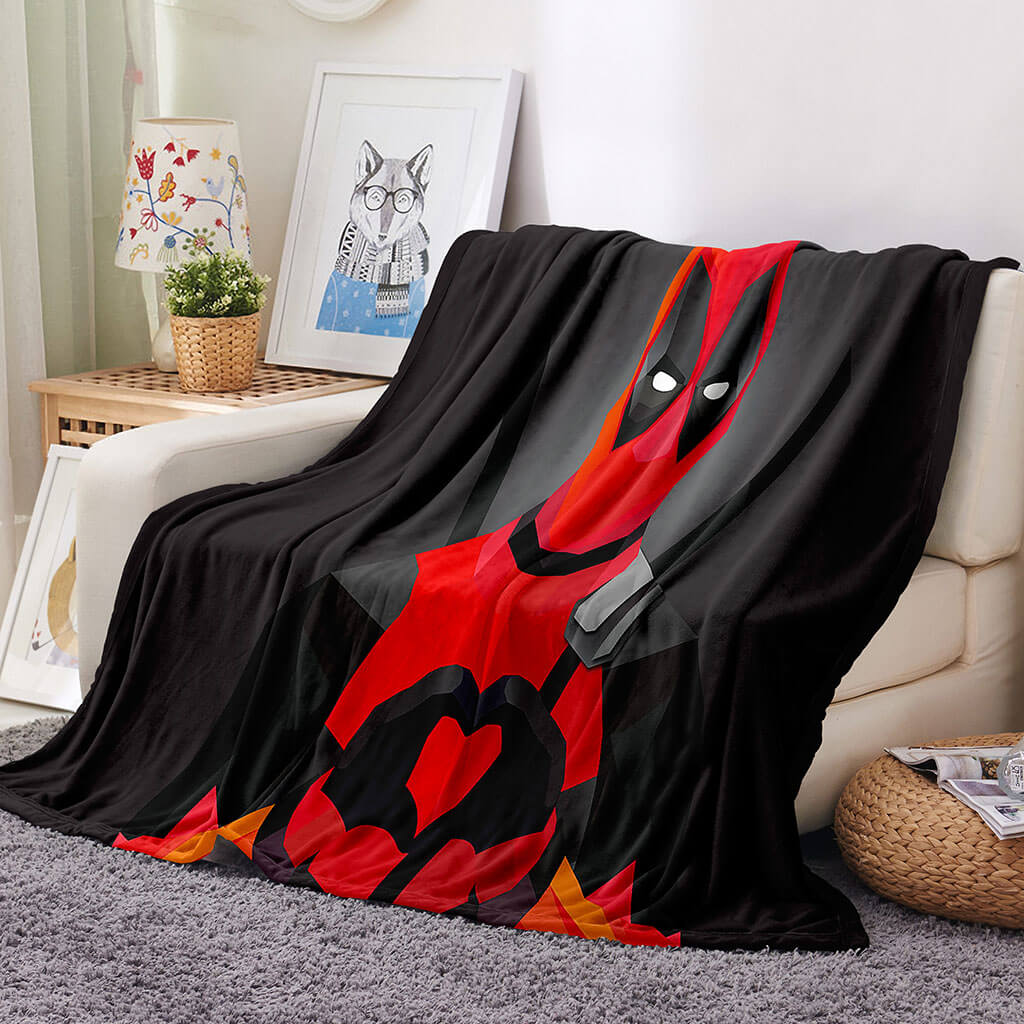 Deadpool Pattern Blanket Flannel Throw Room Decoration