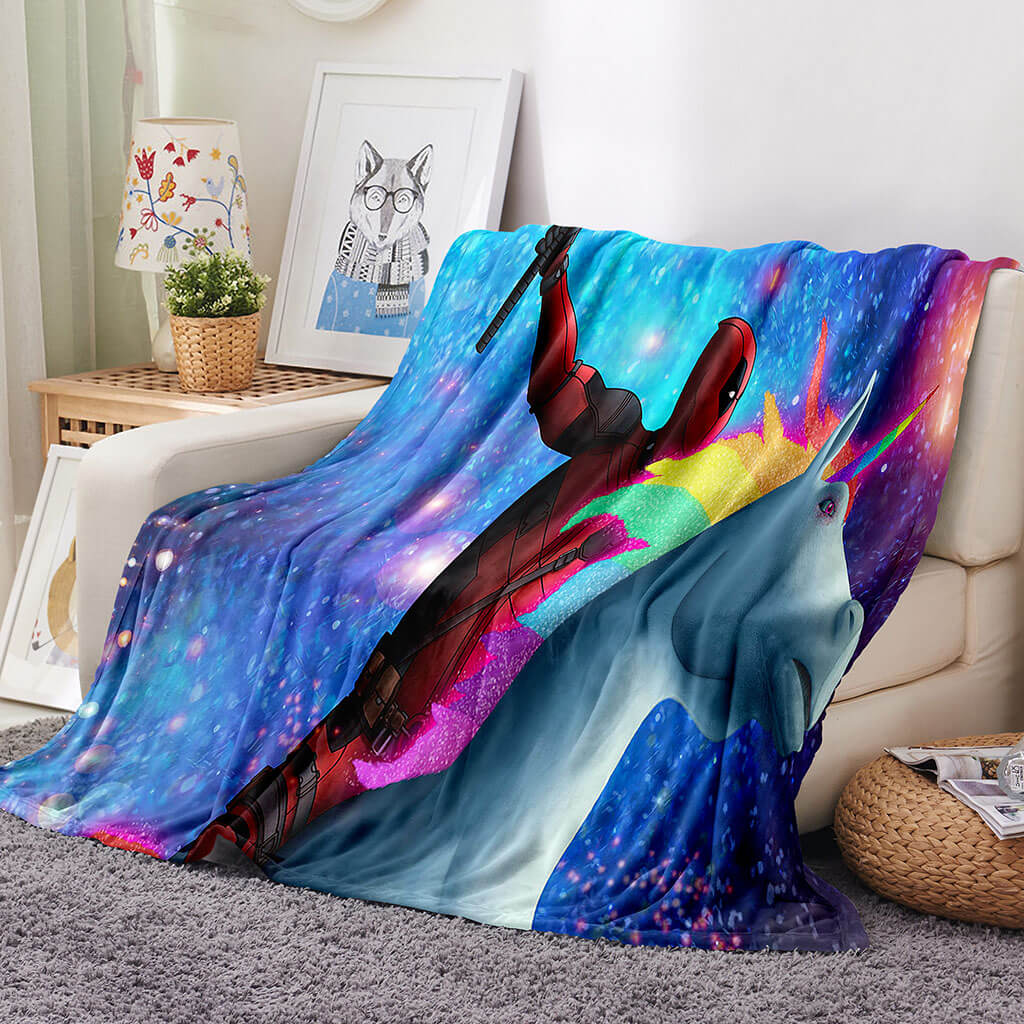 Deadpool Pattern Blanket Flannel Throw Room Decoration