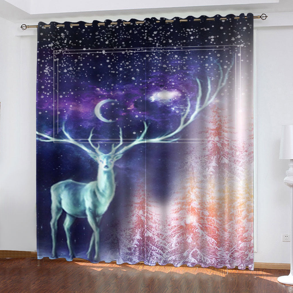 Deer Curtains Pattern Blackout Window Drapes