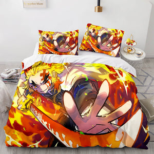 Demon Slayer Cosplay Bedding Set Duvet Cover Comforter Bed Sheets - EBuycos