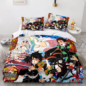 Demon Slayer Cosplay Bedding Set Duvet Covers Comforter Bed Sheets - EBuycos