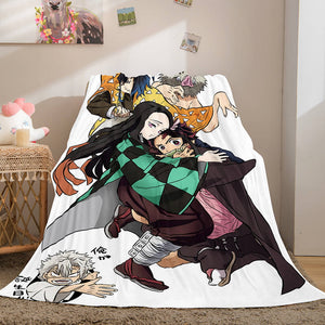 Demon Slayer Cosplay Flannel Fleece Throw Blanket Comforter Sets - EBuycos