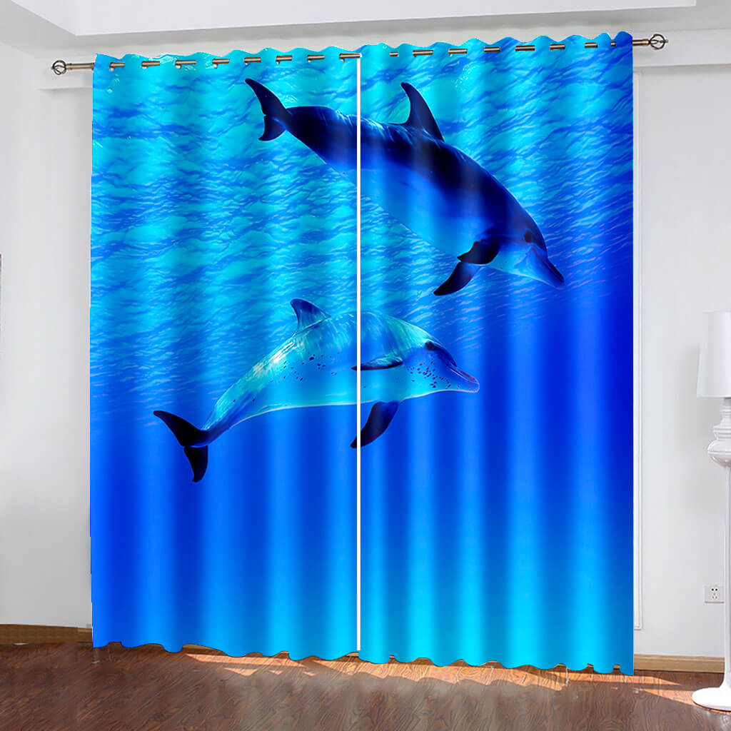 Dolphin Curtains Blackout Window Treatments Drapes for Room Decoration