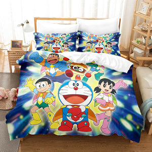 Doraemon Cosplay Bedding Set Comforter Bed Sheets Full Duvet Cover Set - EBuycos